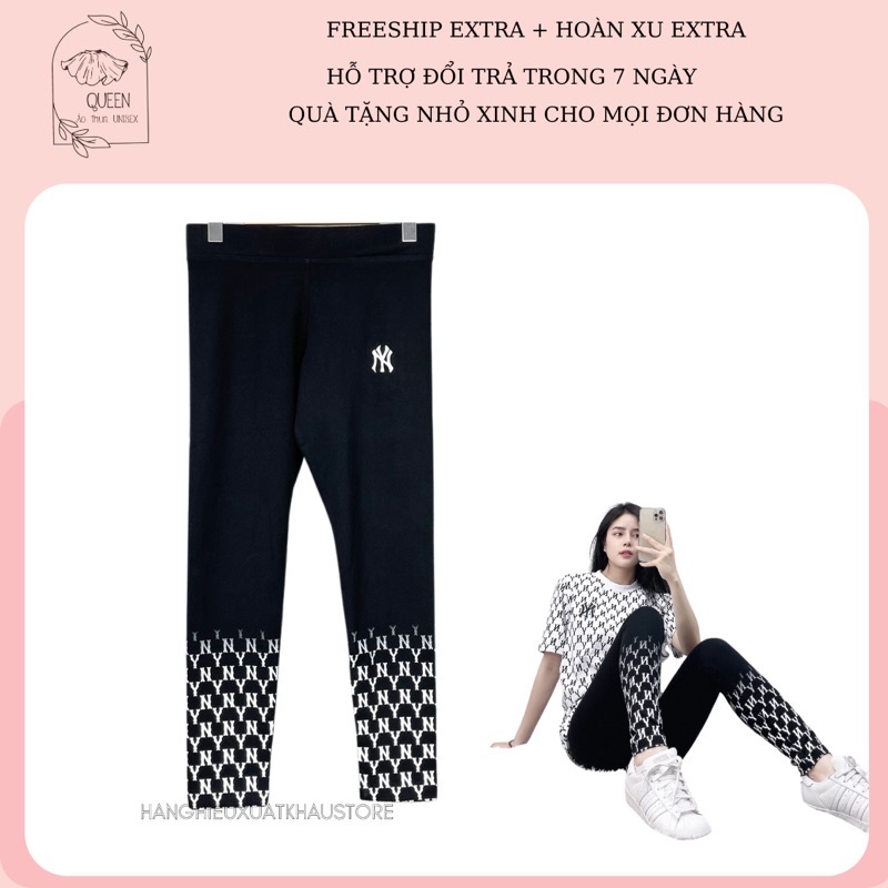 Quần Legging dài cho nữ mix cùng áo LOGO MÔN in gấu