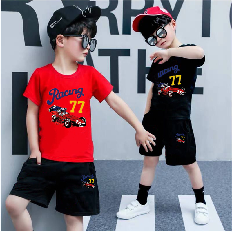 Spot 2021 Summer Boys' suit summer boys' Summer Short Sleeve T-Shirt shorts two piece set