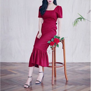 Đầm váy freesize đỏ đuôi cá form dài