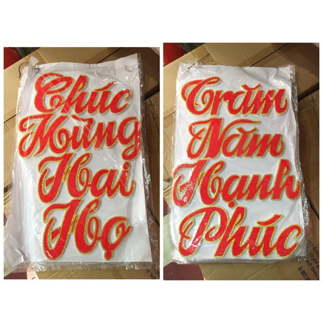 CHỮ XỐP NHUNG ĐỎ KIM TUYẾN TRANG TRÍ ĐÁM TIỆC - CÁI NÀY SỐ VÀ DẤU NHA