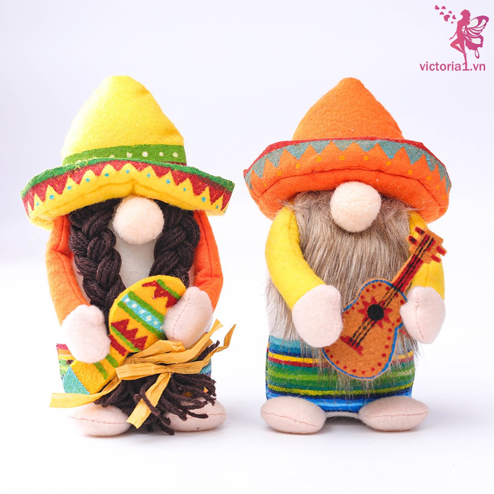 Mexican Carnival Gnome Scandinavian Dwarf Plush Doll Guitar Couple Gnome Shop Window Home Farmhouse Kitchen Decor