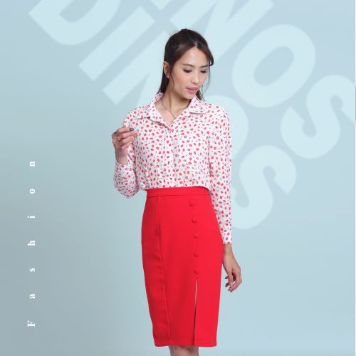 Chân váy công sở bút chì xẻ tà phối nút sang trọng DINOS GTB | BigBuy360 - bigbuy360.vn