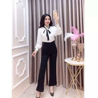 Quần ống loe 2 cúc tôn dáng
