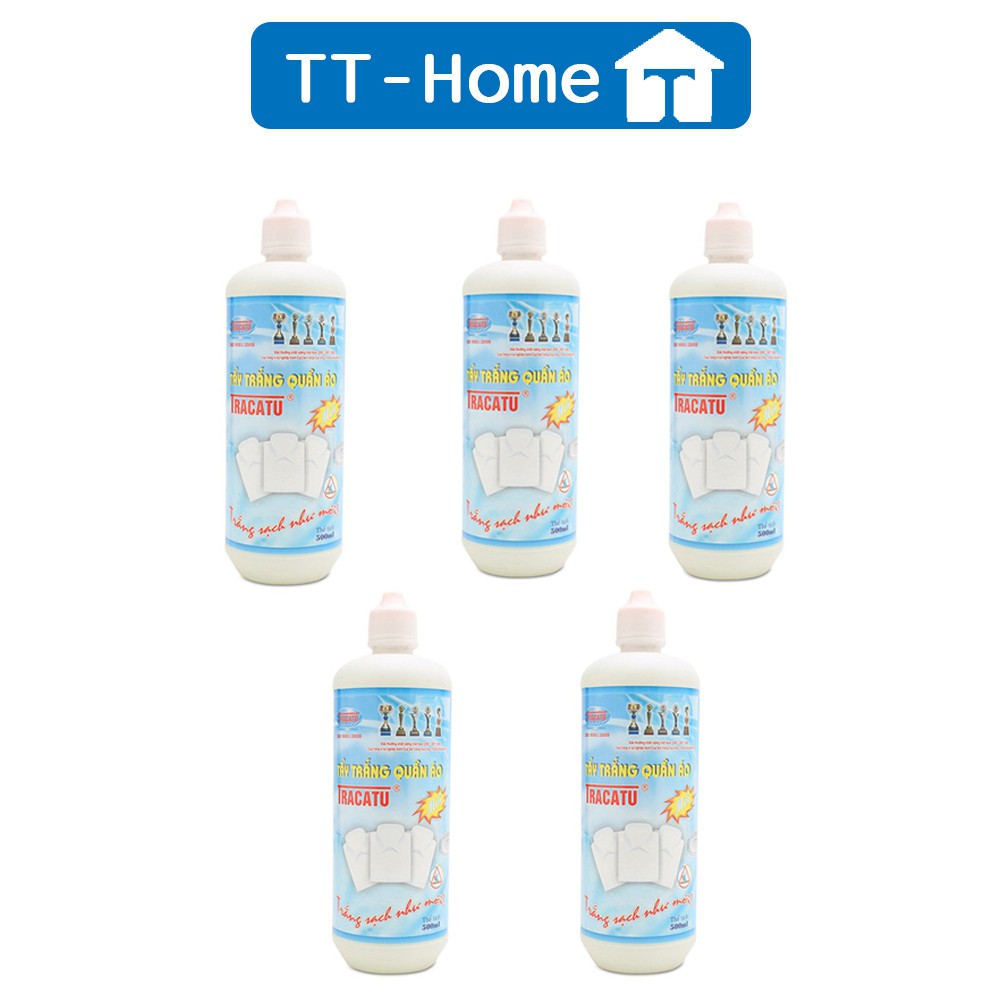 Combo 5 chai Thuốc tẩy mốc quần áo thần thánh tracatu - loại 500ml, thuốc tẩy tắng quần áo cao cấp TT- HOME