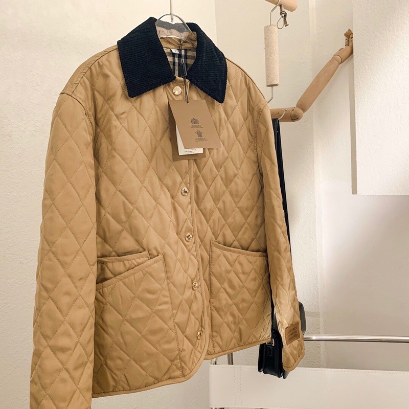 Áo khoác Burb3rry corduroy collar diamond quilted jacket fw20