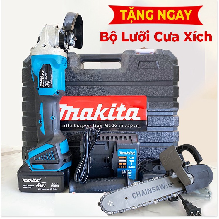 [TẶNG LƯỠI CƯA] Máy Mài Pin Ma kila 118V Tặng Lưỡi Cưa Xích Gắn Máy Mài ChainSaw - Máy Mài Góc, Máy Cắt Cầm Tay, Bào gỗ