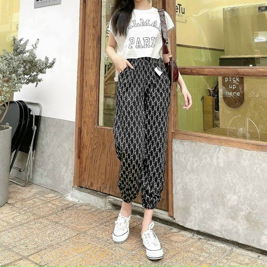 Quần Jogger nữ hoa văn lai bo JBG08
