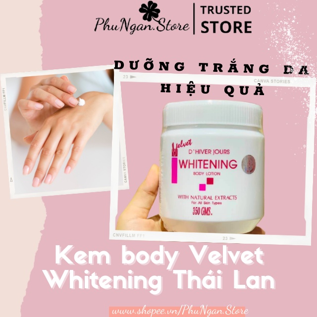 (Trắng, mịn)Kem dưỡng thể Velvet Whitening Body Lotion Thái Lan 350g