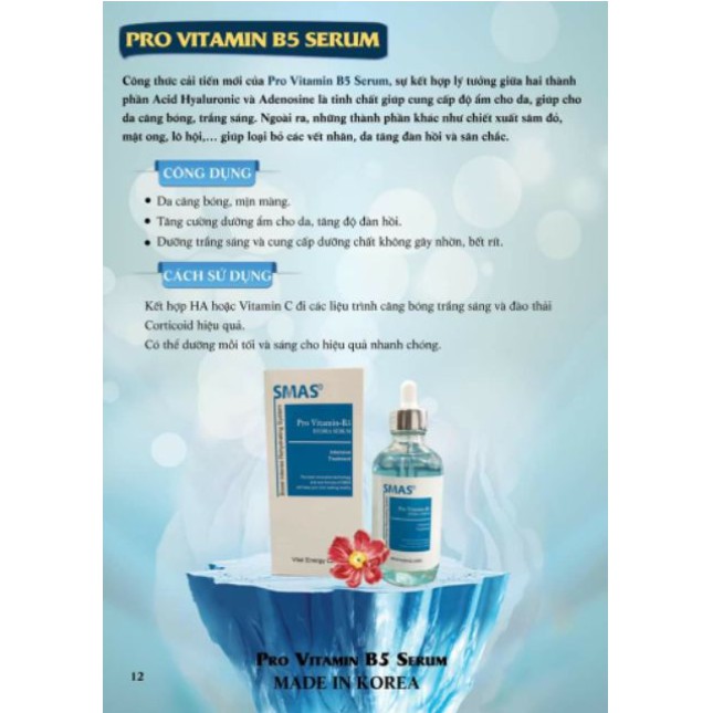 SMAS Pro Vitamin B5 Hydra Serum 120g, SMAS Ha Plus HYALURONIC ACID PREMIUM AMPOULE 100ml Cấp Ẩm,Phục Hồi Da