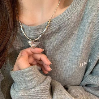 Dây Chuyền Mặt Tam Giác Ba Chiều Bằng Thép Titan Phong Cách Mới Đơn Giản Cho Nam Và Nữ