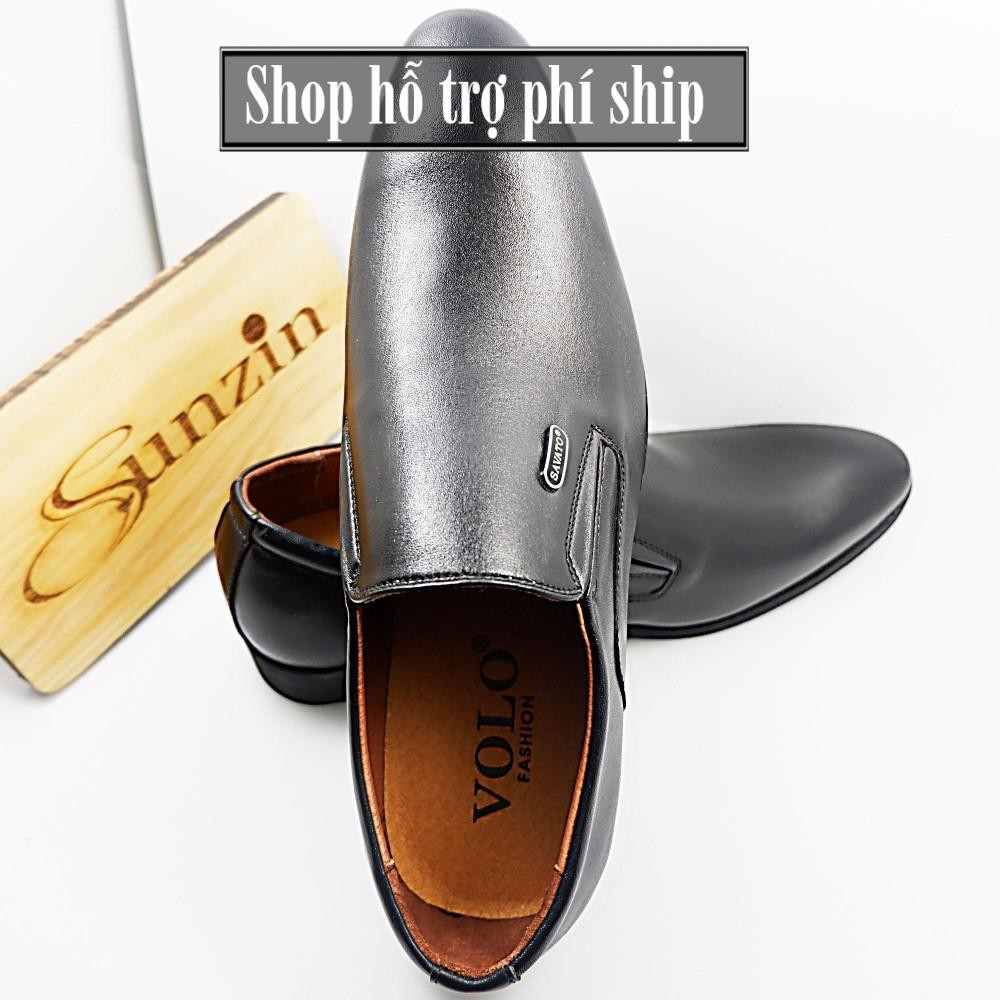 Hỗ trợ Ship- GIÀY DA THẬT sunzin 2281 - Kiểu giày công sở không dây đứng đắn cho nam giới (model 2018) màu đen