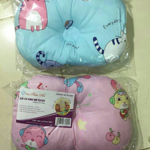 Gối sơ sinh tâm an cho bé (lõm+vuông)