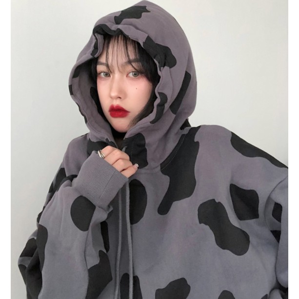 Áo hoodie thu đông nữ bò sữa nỉ lót nhung hai màu trắng xám chất đẹp (sẵn xl nỉ bông) | BigBuy360 - bigbuy360.vn