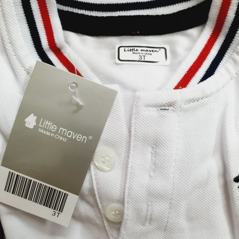 [7y] Áo polo trắng/áo phông cộc tay cotton cho bé/bé trai