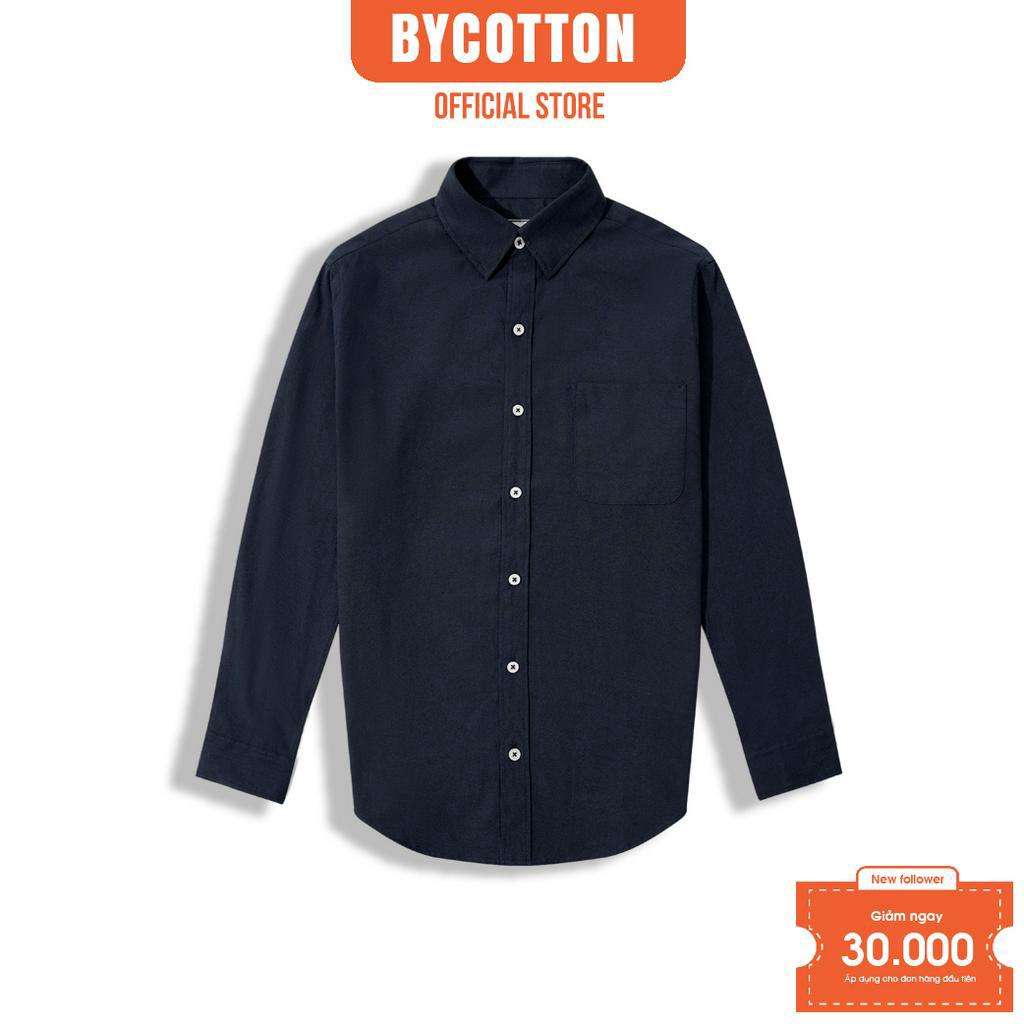 Áo Sơ Mi Nam Dài Tay Màu Xanh Đen BY COTTON Navy Oxford