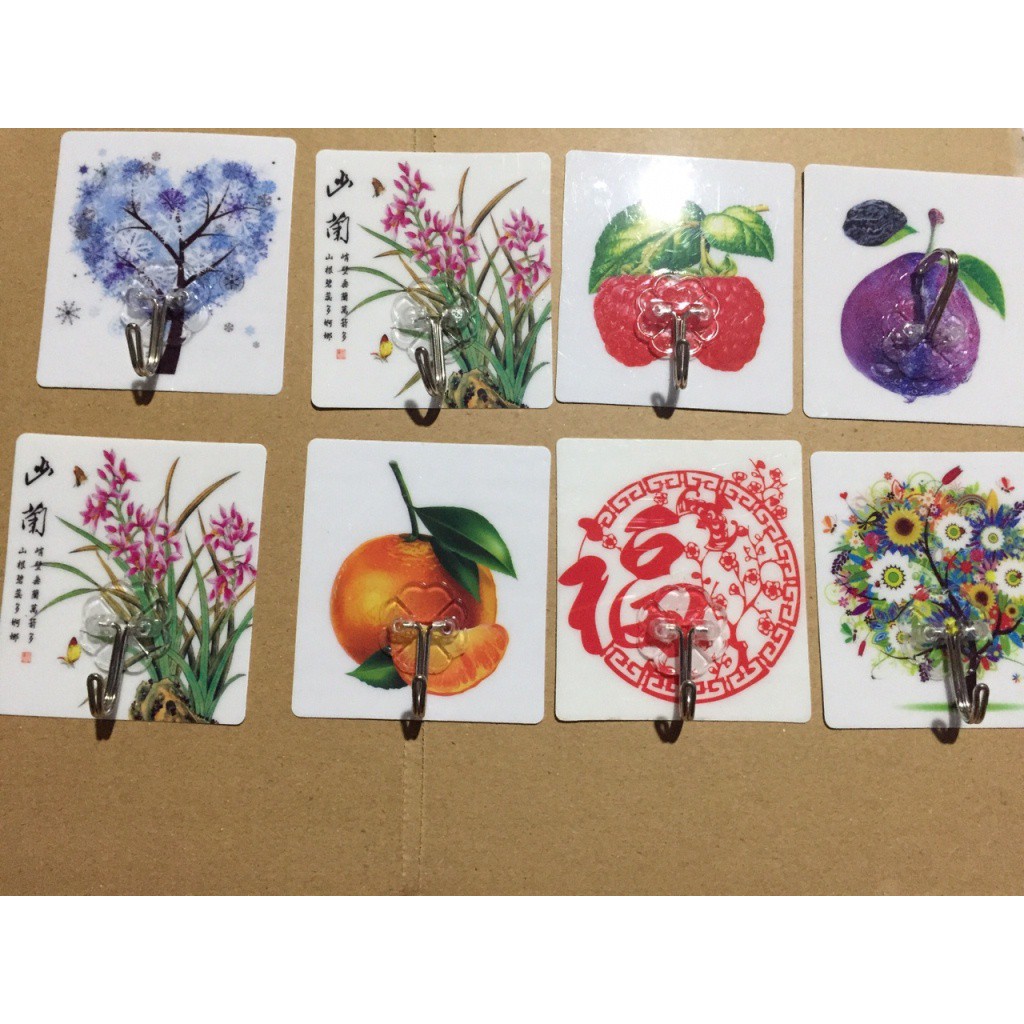 Combo 4 móc dán khung tranh 3D siêu đẹp nhiều mẫu khác nhau. Móc dán tường 3D