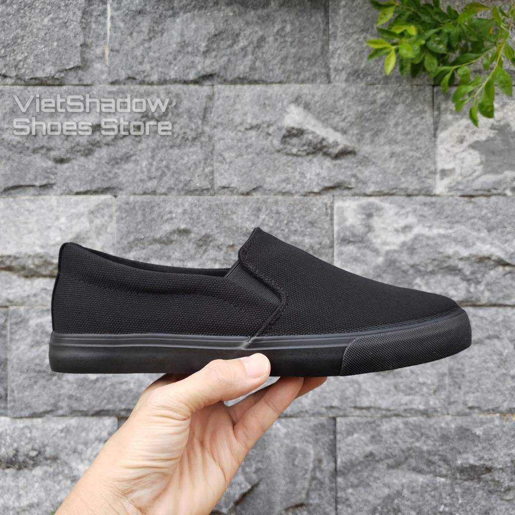 Slip on nam - Giày lười vải nam LEYO - Chất liệu vải polyester màu (đen) full và (xanh) than full - Mã SP A7522
