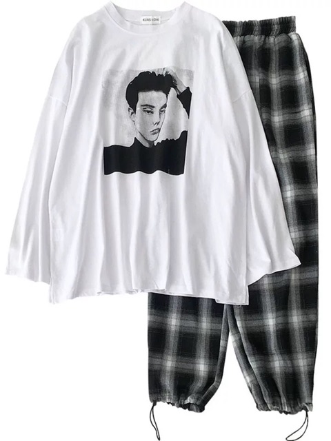 [Mã WASTCOOL giảm 15% tối đa 50K đơn 99K] (Sẵn) Set áo thun ulzzang / quần kẻ caro ( có ảnh thật ) | BigBuy360 - bigbuy360.vn