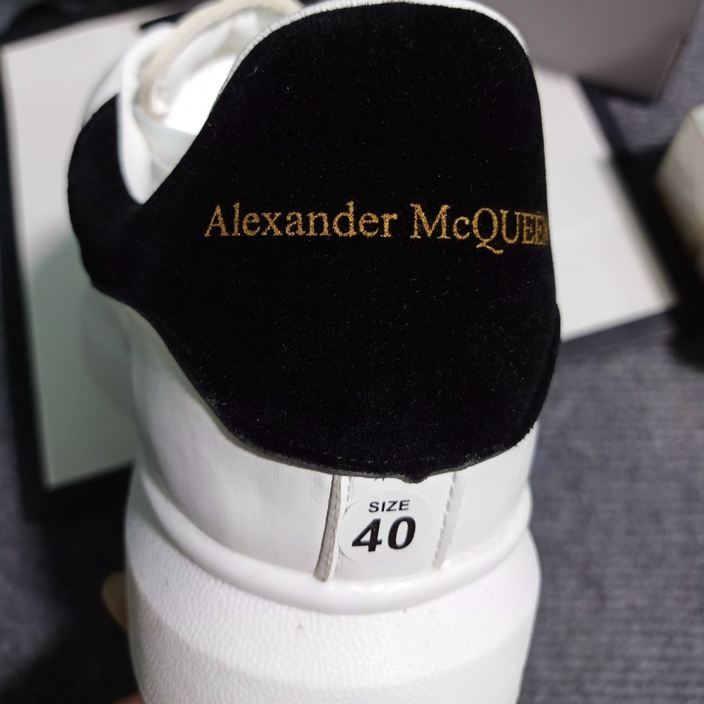 Giày MCQueen trắng gót nhung dây lụa nam nữ 💥 Giày thể thao sneaker nam nữ MCQ trắng da PU cao cấp Full Box