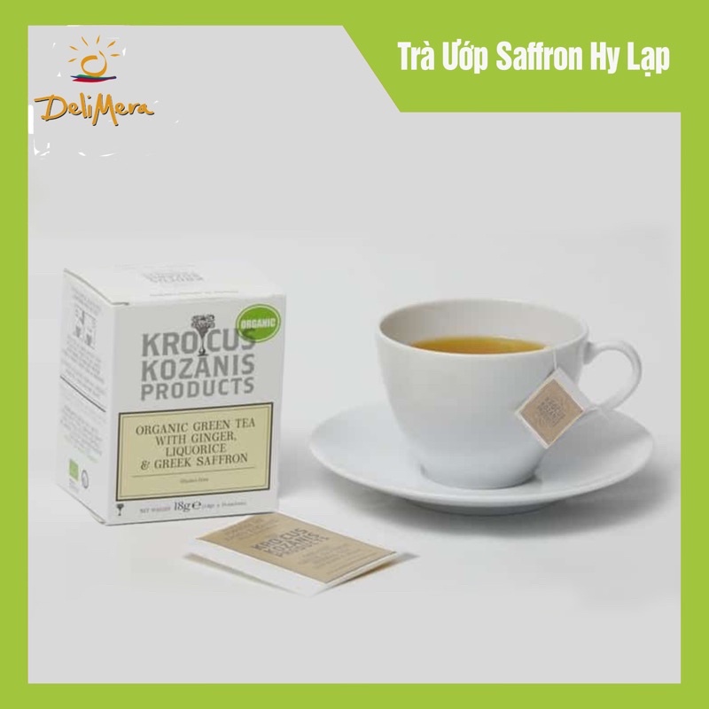 Trà thảo mộc hữu cơ với gừng, cam thảo và saffron Hy Lạp nhãn hiệu Krokos Kozanis hộp 18g