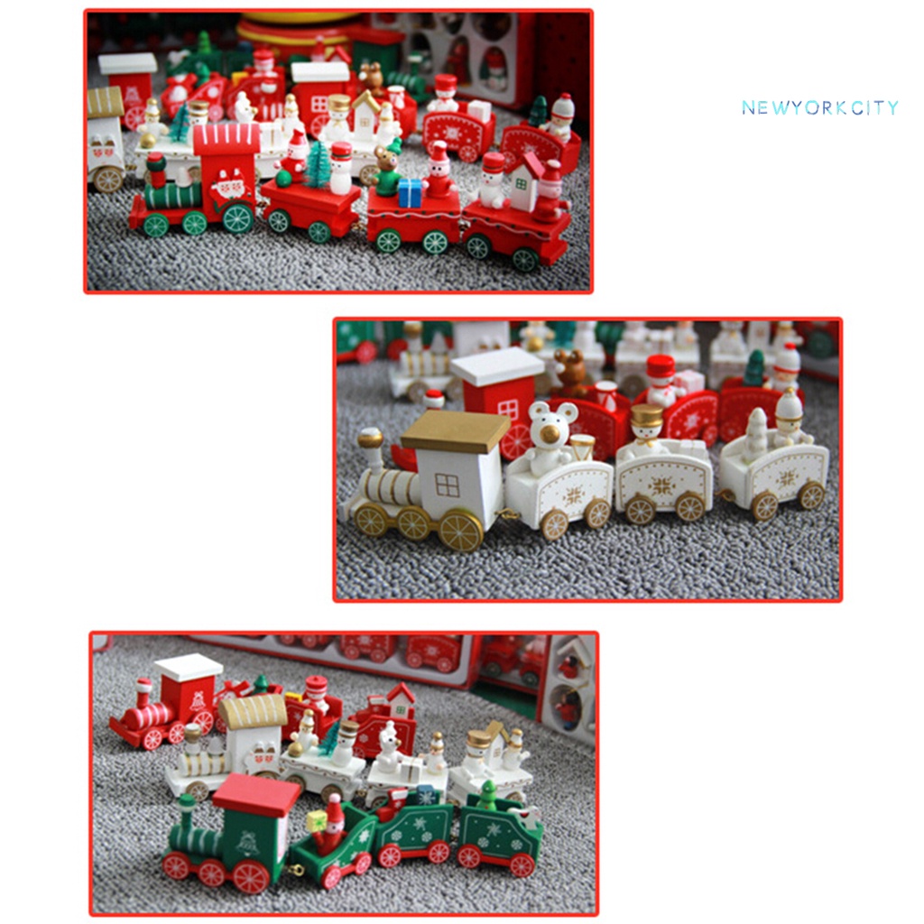 Mô Hình Tàu Lửa / Cây Thông / Gấu Tuyết Bằng Gỗ Sáng Tạo Dành Cho Bé