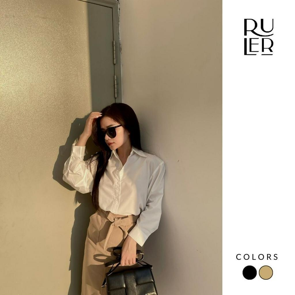 Chân váy dài xẻ giữa chất liệu đũi 2 lớp THE RULER