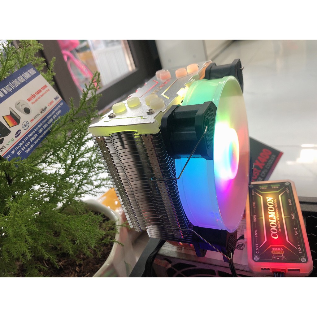 Tản nhiệt khí, Fan CPU Coolmoon X400 Led RGB Bộ tản nhiệt máy tính 5V ARGB Intel SK 1200, AMD AM4