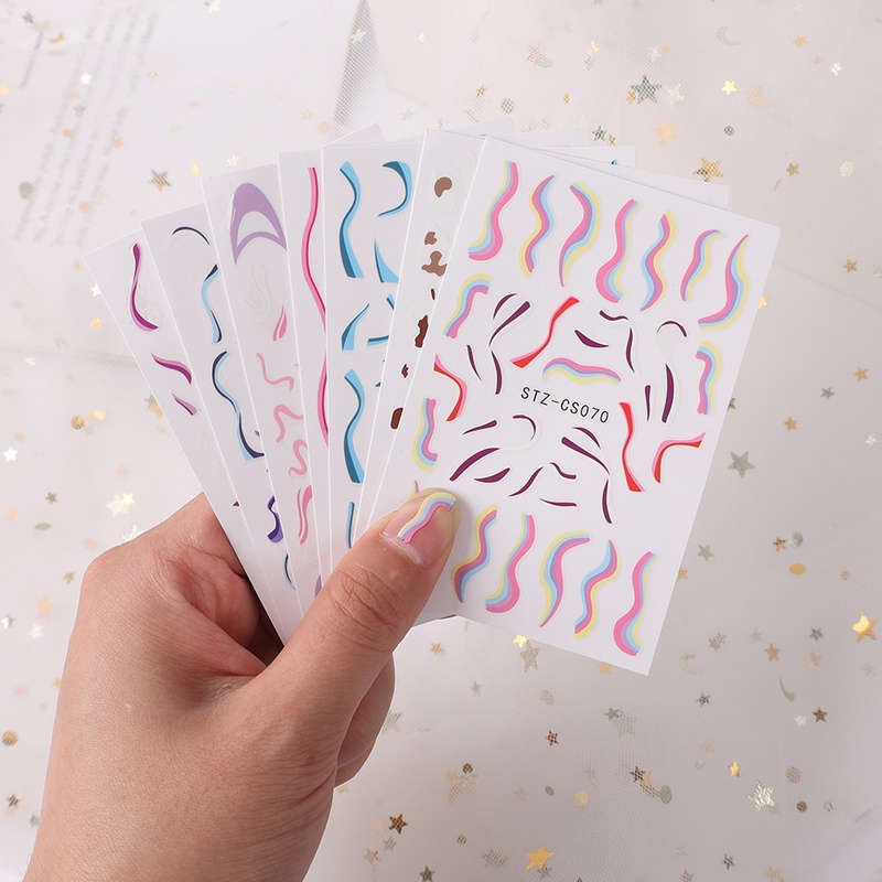 1 Cuộn Miếng Dán Trang Trí Móng Tay 3D Màu Cầu Vồng Độc Đáo