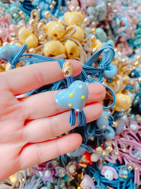 cột tóc ngôi sao+ micky+ trái tim tổng 3 cái buộc tóc siêu êm