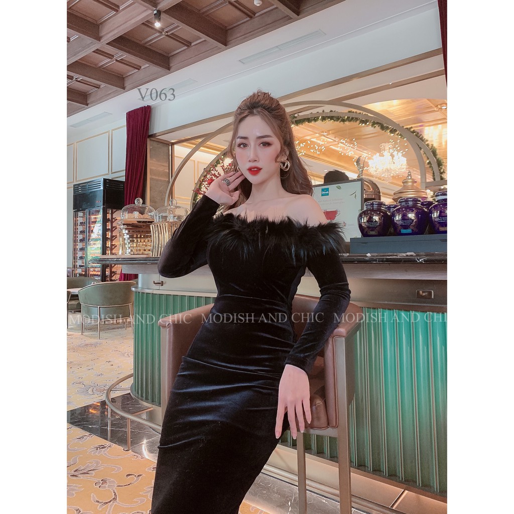 Váy Nhung body lông vũ V056 - MC phân phối chính thức