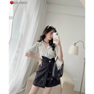 Set big size áo sơ mi chữ kèm quần giả váy phù hợp đi chơi, dạo phố