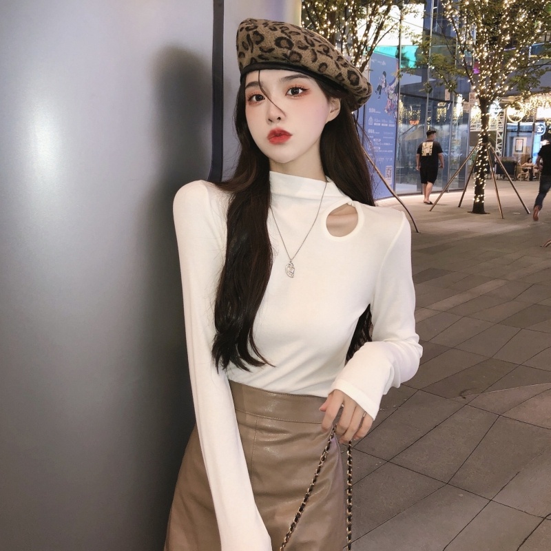 ZHELIHANGFEI Áo Thun Tay Dài Khoét Lỗ Lưng Cao