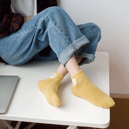 Tất nữ cổ thấp họa tiết Hoa Cúc cực xinh vớ ngắn cổ giá rẻ nhiều màu Covolacotat