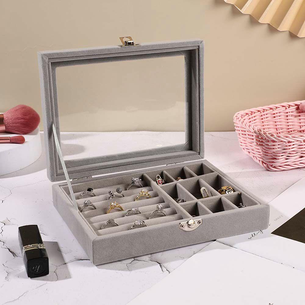 Hộp Đựng Trang Sức Có Nắp Kính Chống Bụi Tiện Dụng Ốp