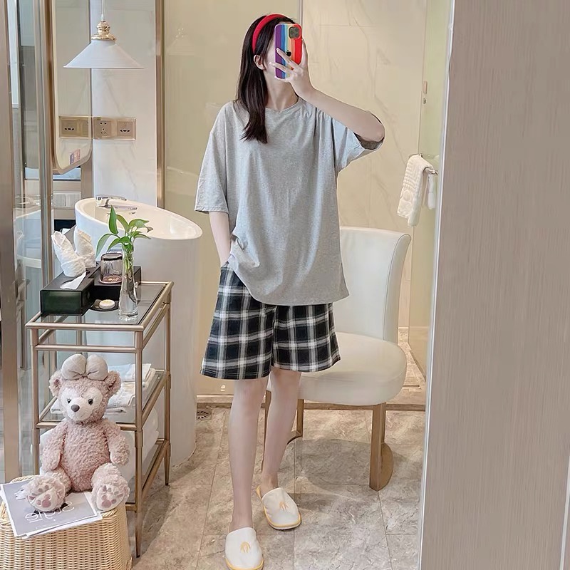 Đồ bộ Bigsize nữ đồ mặc nhà trơn caro cotton thoải mái thoáng mát BC23