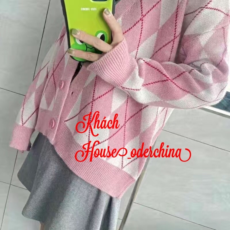 Áo cardigan Trám sọc  Len dệt Kim mỏng ulzzang  phong cách hàn quốc -Mẫu mới 2021 /2Màu hồng đen (kèm ảnh Thực Tế)