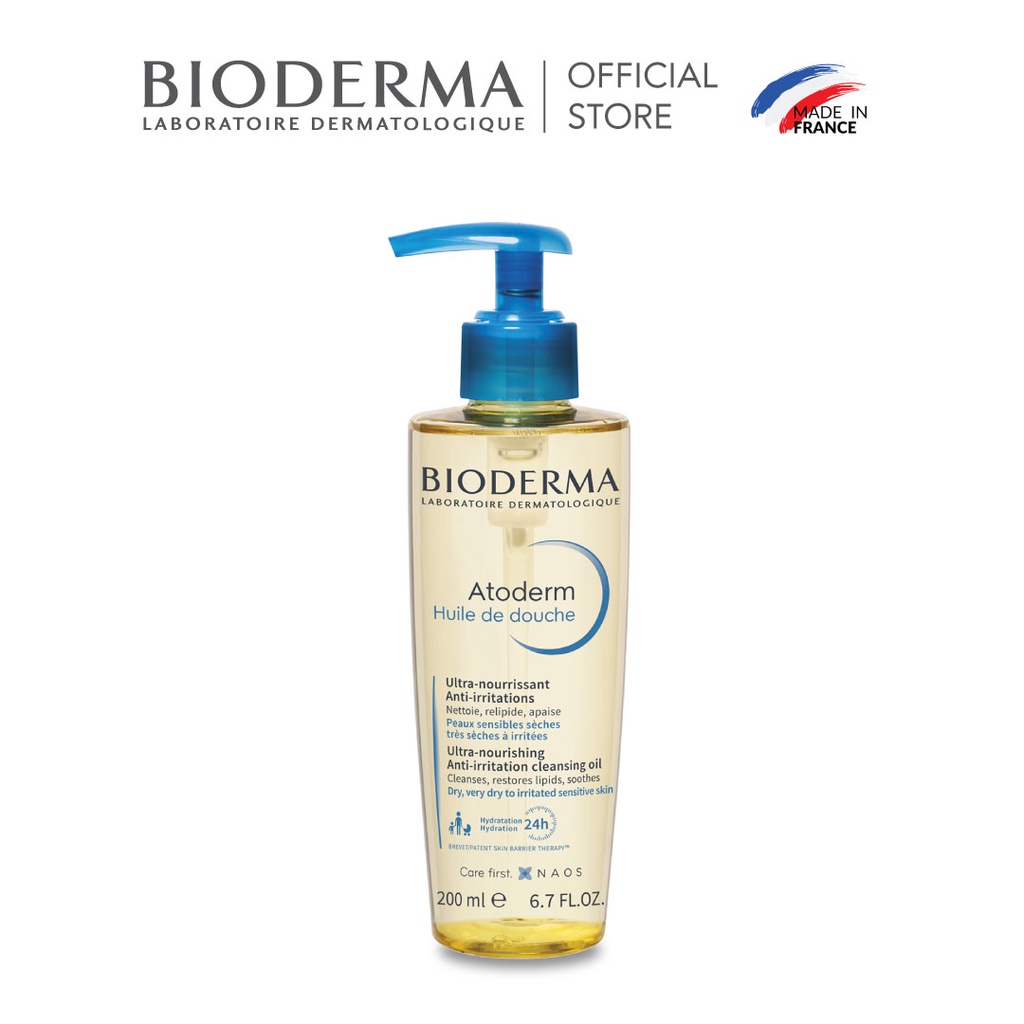 Dầu tắm giúp làm sạch, làm dịu và dưỡng ẩm dành cho da khô, da nhạy cảm Bioderma Atoderm Huile De Douche 200ml