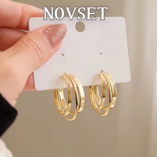 Bông tai Nữ /Khuyên Tai Nữ Novset Kiểu dáng set 3 hình tròn dẹt cao cấp cho nàng