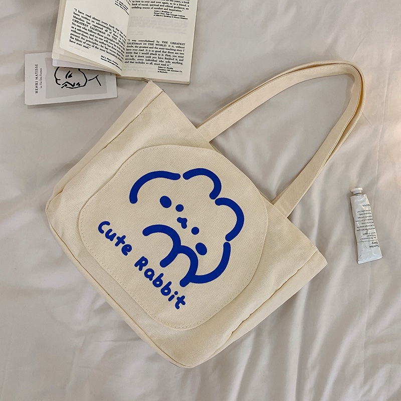 Túi Vải Canvas Đeo Vai Sức Chứa Lớn Dễ Phối Đồ Thời Trang Cho Nữ