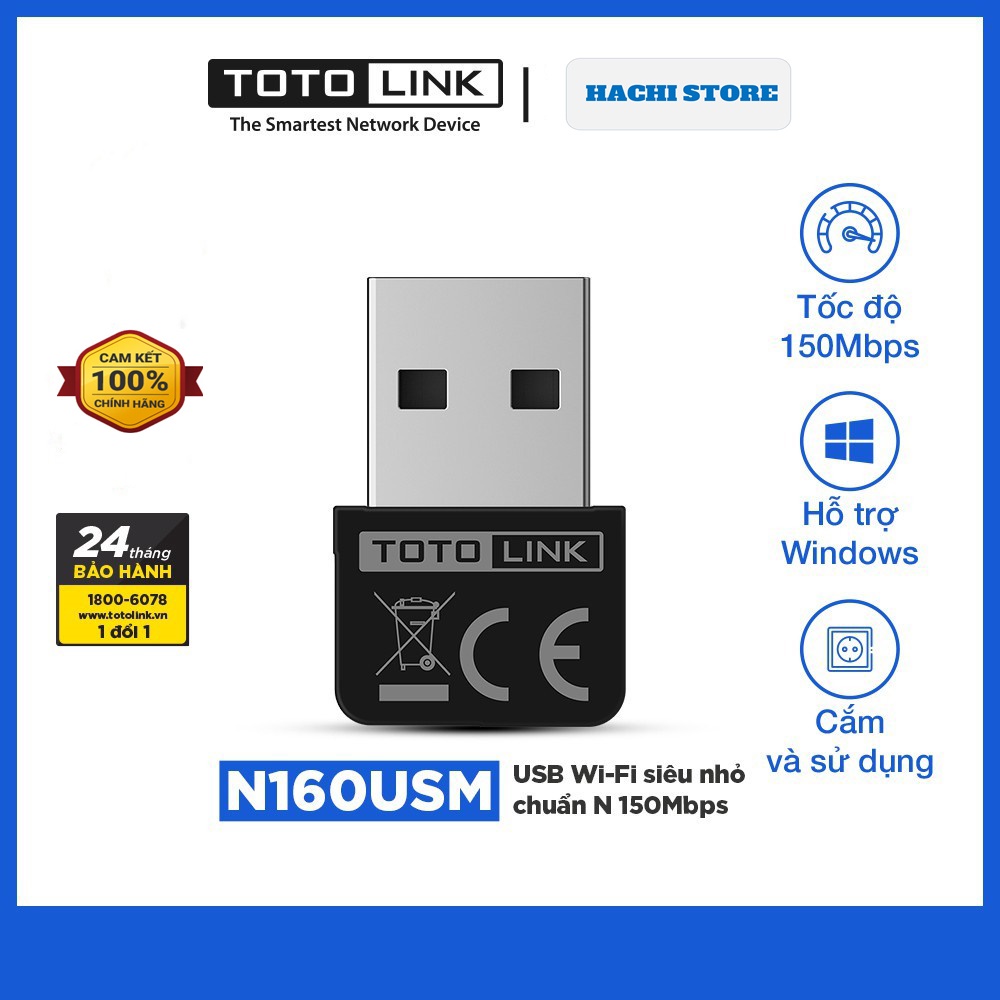 USB WiFi TOTOLINK N160USM mini nhỏ gọn - Hàng Chính Hãng