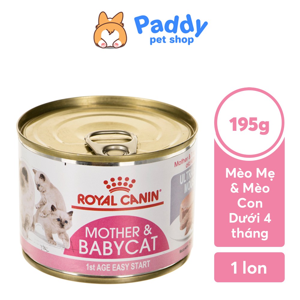 [Mã PET50K giảm Giảm 10% - Tối đa 50K đơn từ 250K] Pate Royal Canin Mother &amp; Babycat Cho Mèo Mẹ &amp; Mèo Con (Lon 195g)
