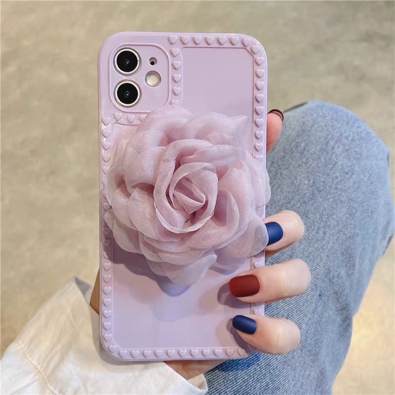 Ốp Điện Thoại Họa Tiết Bông Hoa Màu Hồng/Tím Cho Iphone7plus 13 pro max Xr X / Xs 11 Promax 1212pro