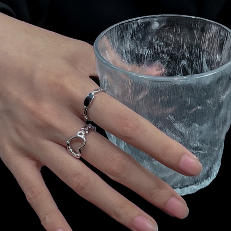 Nhẫn Hở Hình Trái Tim Phong Cách hip hop Hàn Quốc Kiểu Dáng Mới