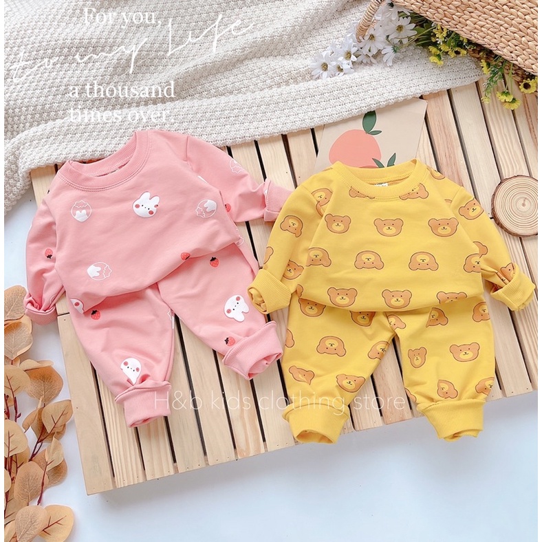 Set bộ dài tay thu đông cho bé trai, bé gái từ 8-20kg (1-5 tuổi)