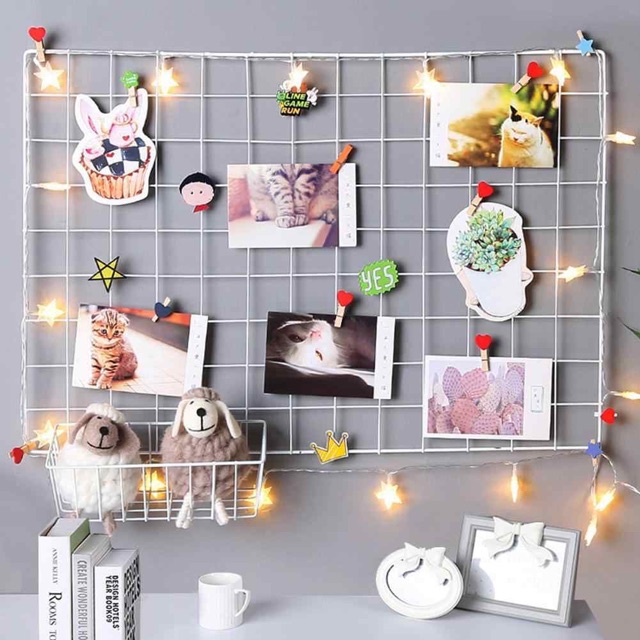 Khung lưới sắt ❤️Tặng móc treo❤️ trang trí treo tường, decor kt 35x35cm