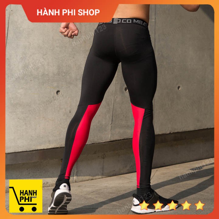 Legging nam PRO COMBAT QL06 dài họa tiết đỏ, Quần giữ nhiệt thể thao nam chuyên tập GYM Hành Phi Shop (màu đen)