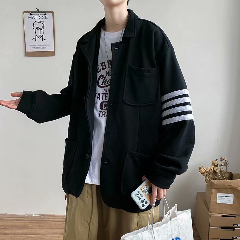 Áo khoác nam tay dài kẻ sọc thời trang phong cách hàn quốc | BigBuy360 - bigbuy360.vn