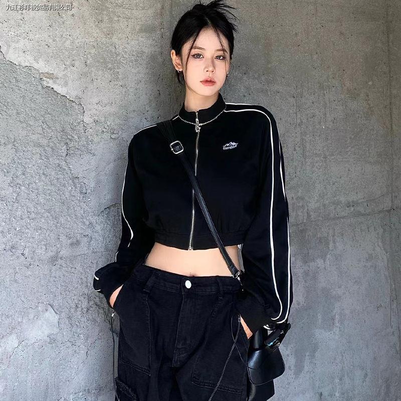 Áo Khoác Cardigan Ngắn Cổ Đứng Tay Dài Có Khóa Kéo Phong Cách Thời Trang Mùa Thu 2022