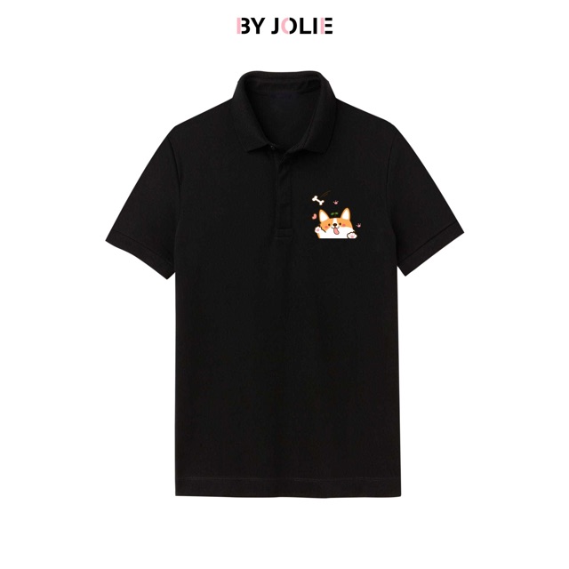 Áo polo unisex Byjolie "CUTIE CORGI" chất cotton thoáng mát
