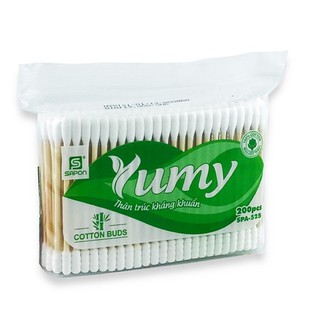 TĂM BÔNG/ BÔNG NGOÁY TAI THÂN TRÚC KHÁNG KHUẨN YUMY GÓI 200 QUE/ TĂM BÔNG THÂN GỖ